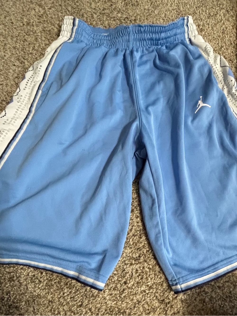 Jordan Light Blue Basketball Shorts with White Accents  North Carolina men’s L